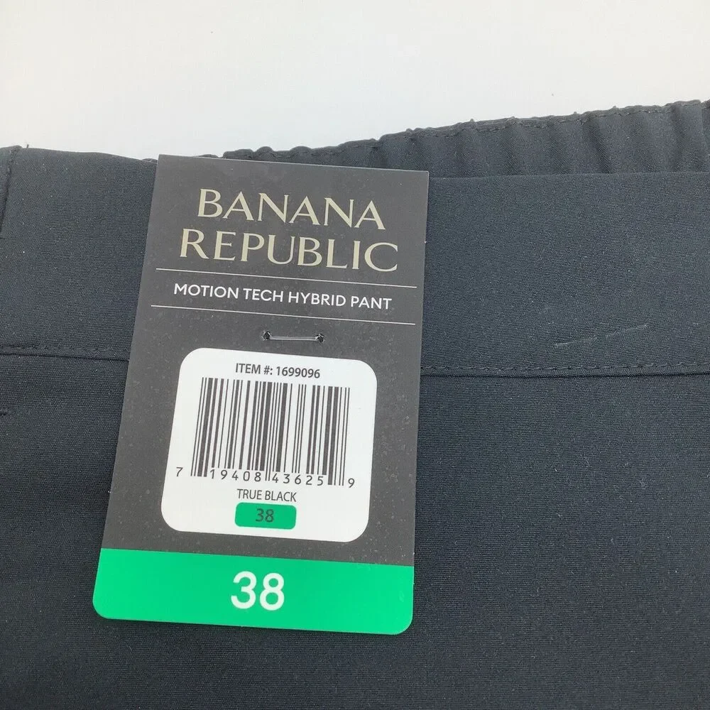 Banana Republic Mens Motion Tech Hybrid Pants Black‎ Size 38 x 31 NWT